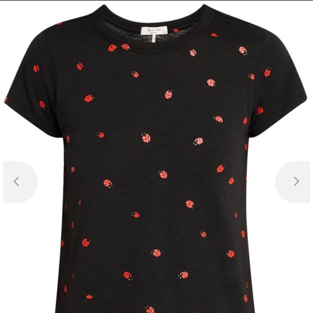 rag & bone Black Short-Sleeve Tee with Red Ladybug Print